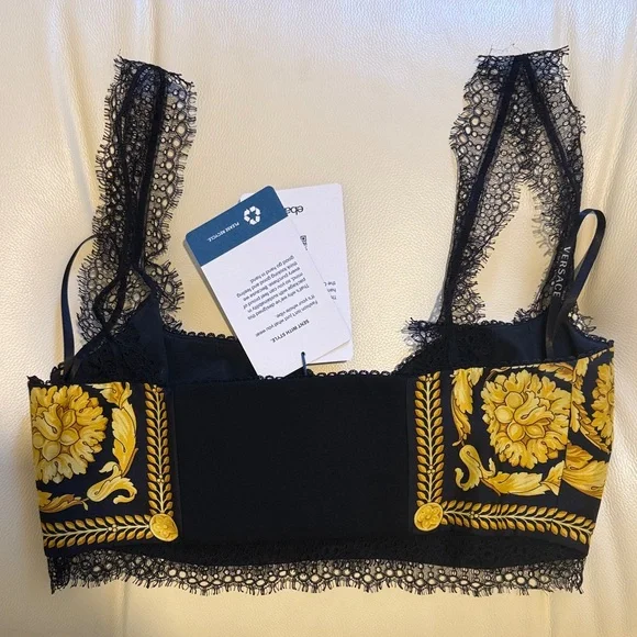 Versace Black and Gold Floral Lace bustier. - Picture 2 of 4